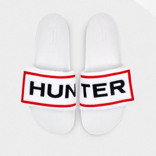Hunter Original Terry Towelling Logo Adjustable Slides (A978W) Ireland